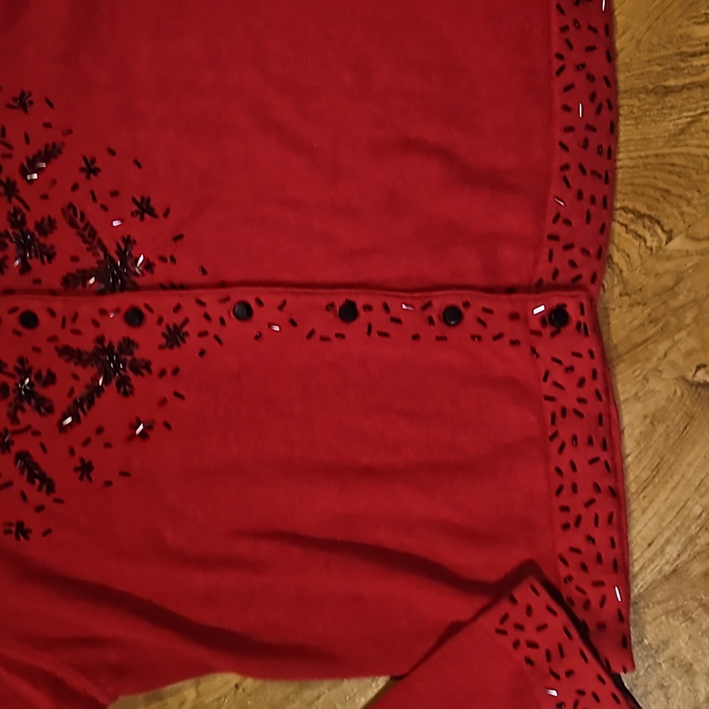 Kathy Lee Collection Beaded Red Sweater Size Large - image 5